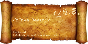 Árva Beatrix névjegykártya