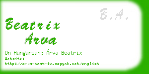 beatrix arva business card